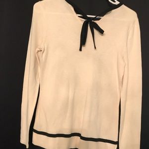 Off White and Black Ralph Lauren Sweater with Bow